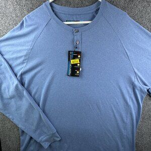 NWT Roundtree & Yorke Long Sleeve Henley Shirt Blue XL Soft Stretch $40 Men